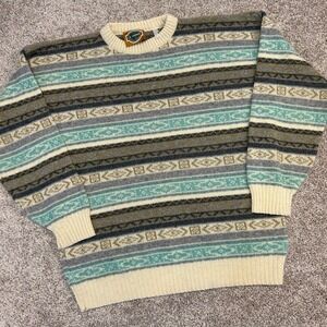 Vintage Le Laureat Crewneck Sweater Men NO SIZE TAG France (XL) Geometric Stripe